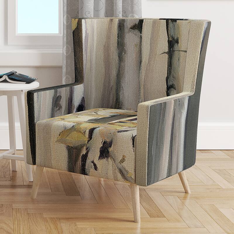 Designart "Golden Birch Forest IV" Upholstered Cabin & Lodge Accent
